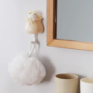 Gancio adesivo da parete gatto carino per bagno e cucina, supporto appendiabiti resistente.