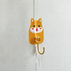 Carino Gancio da Muro per Animali dei Cartoni Animati Supporto per Chiavi Adesivo Resistente Senza Punzone Cucina Bagno Gancio in Acciaio Inossidabile
