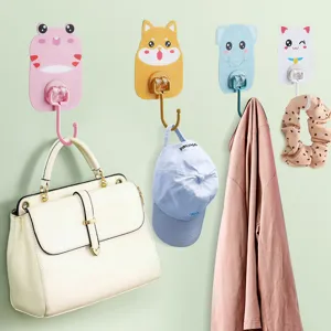 Ganci da parete adesivi cartoni animati carini, supporto forte senza tracce per casa.