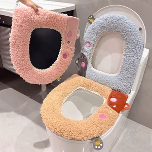 Dicker Plüsch Cartoon Tier Toilettensitzbezug Winter warm weich wasserdicht Toilettendeckel Kissen