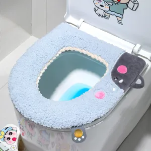 Dicker Plüsch Toilettensitzbezug Winter warm weich waschbar universal Toilettendeckel Matte