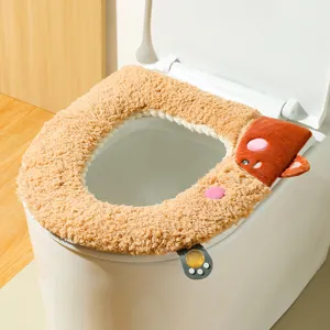 Dicker Plüsch Toilettensitzbezug warmer Winter niedliches Bär Design weiche Toilettenmatte