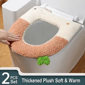 Funda de Asiento de Inodoro de Peluche Gruesa Lindo Capybara Invierno Cálido Lavable Alfombrilla de Inodoro Universal Con Manija Accesorios de Baño