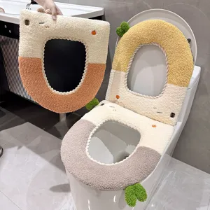 Funda de asiento de inodoro de felpa gruesa para uso doméstico de invierno, cojín.