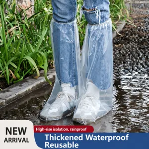 Cubrezapatos Impermeables Desechables Tubo Largo Engrosado Antideslizante de Plástico Azul para Días de Lluvia