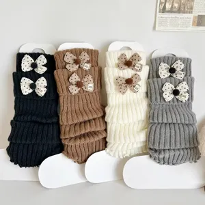Lindas calentadores de piernas de punto estilo JK japonés para mujer invierno lazo moda calcetines