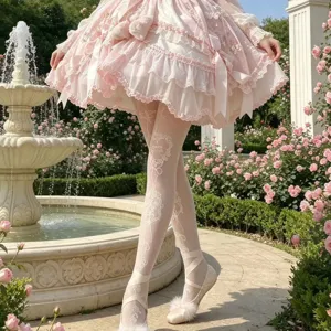 Primer plano de medias blancas transparentes con patrón floral vintage, verano.