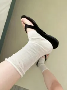 White sheer footless socks in Korean style breathable soft mesh leg warmers fashion