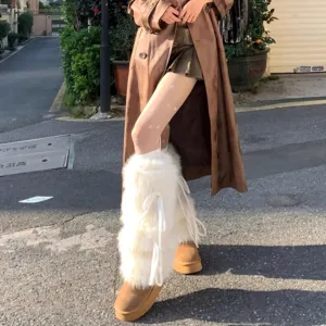 Otoño invierno grueso felpa blancas calentadores botas de nieve y2k moda streetwear