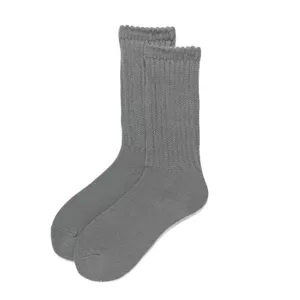 Women grey ribbed mid-calf cotton socks casual daily wear soft breathable spring autumn style