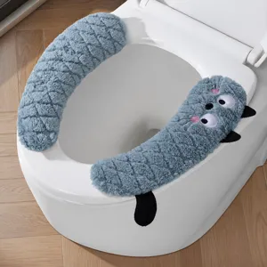 Thickened Plush Toilet Seat Cover Warm Washable Toilet Mat Cartoon Cat Cloud Design Bathroom Home Toilet Accessories