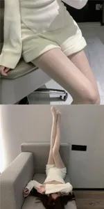 Collants transparents blancs pour femmes avec motif de cœur mignon, bas fins.