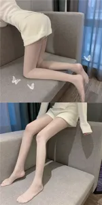 Collant blanc transparent avec motif à pois mignon, bonneterie légère et respirante pour femmes.