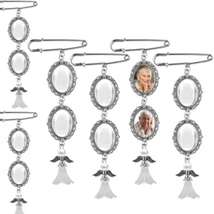 DIY memory photo charm brooch pin bouquet vintage oval bezel pendant jewelry making supplies