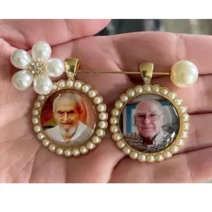 Custom photo pearl brooch vintage memorial portrait pin fashion jewelry gift accessories