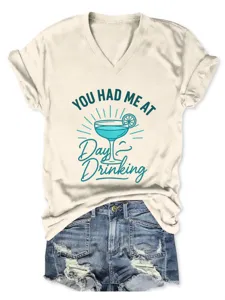 Casual dames V-hals korte mouw t-shirt detail met leuk brief grafisch ontwerp en stijl.