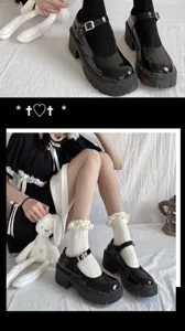 Sweet Japanese frilly lace heart short socks Lolita cute mid-tube socks cotton JK hosiery