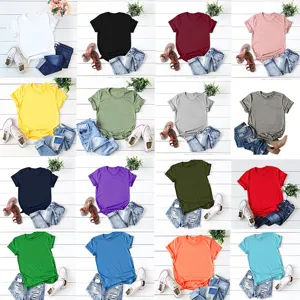 Maglietta a maniche corte tinta unita girocollo neutra casual in tantissimi colori diversi.