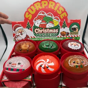 Christmas squishy dumpling toy set cute stress relief toys with festive display gift box.