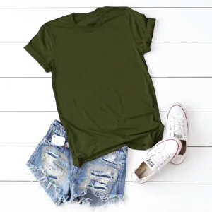Maglietta basic verde oliva manica corta tinta unita top casual dettaglio piatto moda