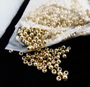 Perline di plastica dorata da 4mm perline sciolte con foro dritto per bigiotteria