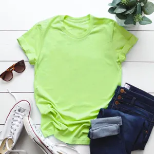 Maglietta verde neon manica corta girocollo casual basic per uomini e donne abbigliamento
