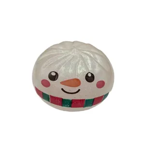 Christmas snowman squishy toy stress relief cute white bun sensory fidget toy for kids adults