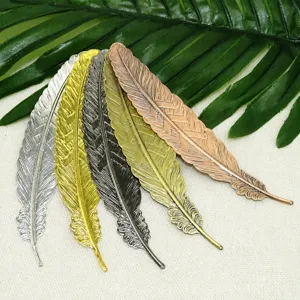 Vintage Brass Feather Bookmark Metal Page Marker Elegant Chinese Style Reading Accessory For Office School Desk Decor