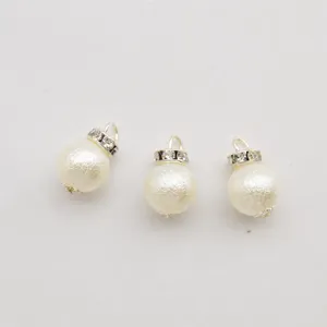 Korean style pearl charms with rhinestone rings, handmade necklace bracelet pendant DIY accessories