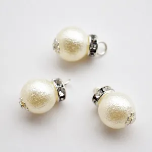 Korean style pearl pendant jewelry with rhinestone ring for DIY necklaces and bracelets.