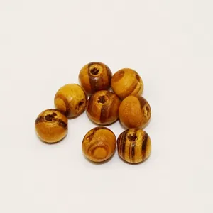 Natural striped pine wood round loose beads for DIY bracelets and clothing accessories.