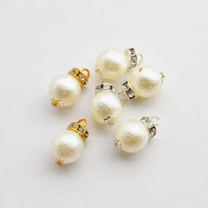 Korean style pearl pendant jewelry with rhinestone ring, perfect for DIY necklaces and bracelets.