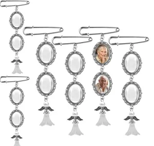 DIY memory photo brooch pin oval bezel tray blanks set for custom crafts jewelry making supplies