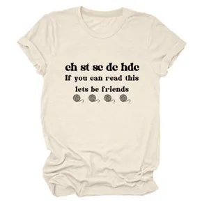 Crochet funny letter print women round neck short sleeve casual t-shirt daily wear