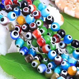 Turkish Evil Eye Glass Loose Beads Colorful Round Glass Beads For DIY Jewelry Making Bracelet Necklace Craft Supplies