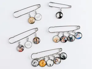 DIY spilla foto personalizzata spilla da balia vuota color argento cabochon vetro accessori gioielli.