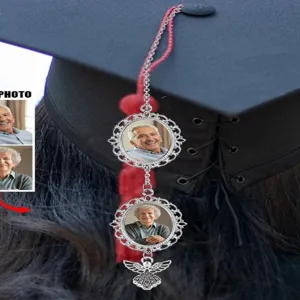 DIY graduation cap photo charm pendant keepsake memorial tassel jewelry accessory gift.