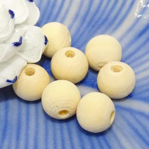 Natural wooden beads loose round unpainted wood spacer beads for DIY jewelry making.