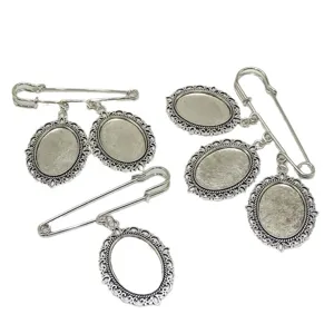 DIY spille argento grezzi ovale vassoio castone stile vintage componenti gioielli