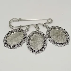 Base per spilla DIY vassoio ovale filigrana lega creazione di gioielli vista dettaglio