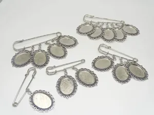 Spilla vintage argento vassoio vuoto base cabochon accessori per gioielli fai da te
