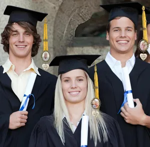 Custom graduation photo tassel charm with bezel tray and engraved heart pendant for cap decor.