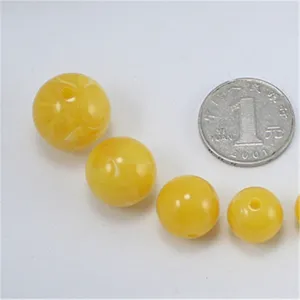 DIY jewelry accessories yellow round loose beads for bracelet making crafts charm supply