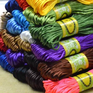 Colorful nylon silk cords for Chinese knotting, DIY bracelets, apparel accessories and crafts.