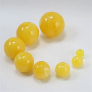 DIY jewelry accessories imitation amber yellow round beads loose beads for bracelet crafting