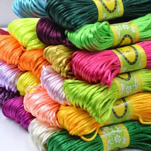 Colorful braided nylon cord for Chinese knots, DIY bracelets, hats, and clothing accessories.