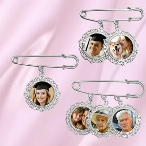 Custom photo memory pin DIY vintage brooch alloy family picture memorial jewelry gift