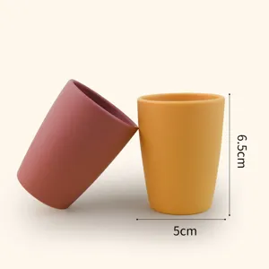 Silicone training cup for toddlers, soft anti-fall baby drinking water cup with compact size.