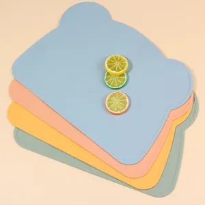 Silicone bear placemat for baby feeding, food grade thickened heat resistant table mat