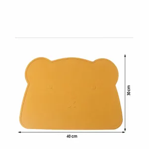 Cute bear silicone placemat for baby, food-grade heat-resistant toddler feeding mat.